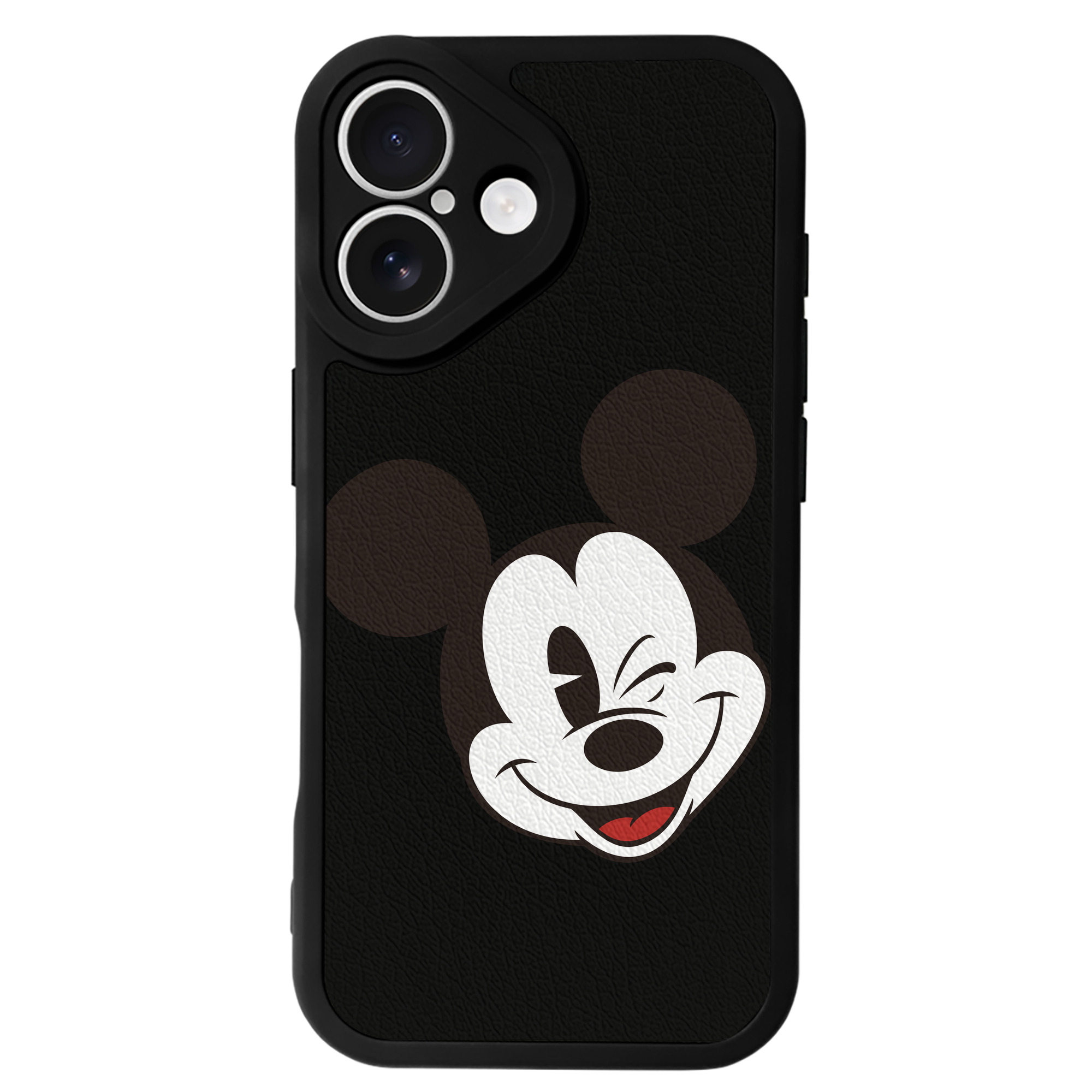（画像用） ミッキーマウス Mickey Mouse 【iPhone 16シリーズ対応】シリコンスマホケース（レザー調） 材質：シリコン
